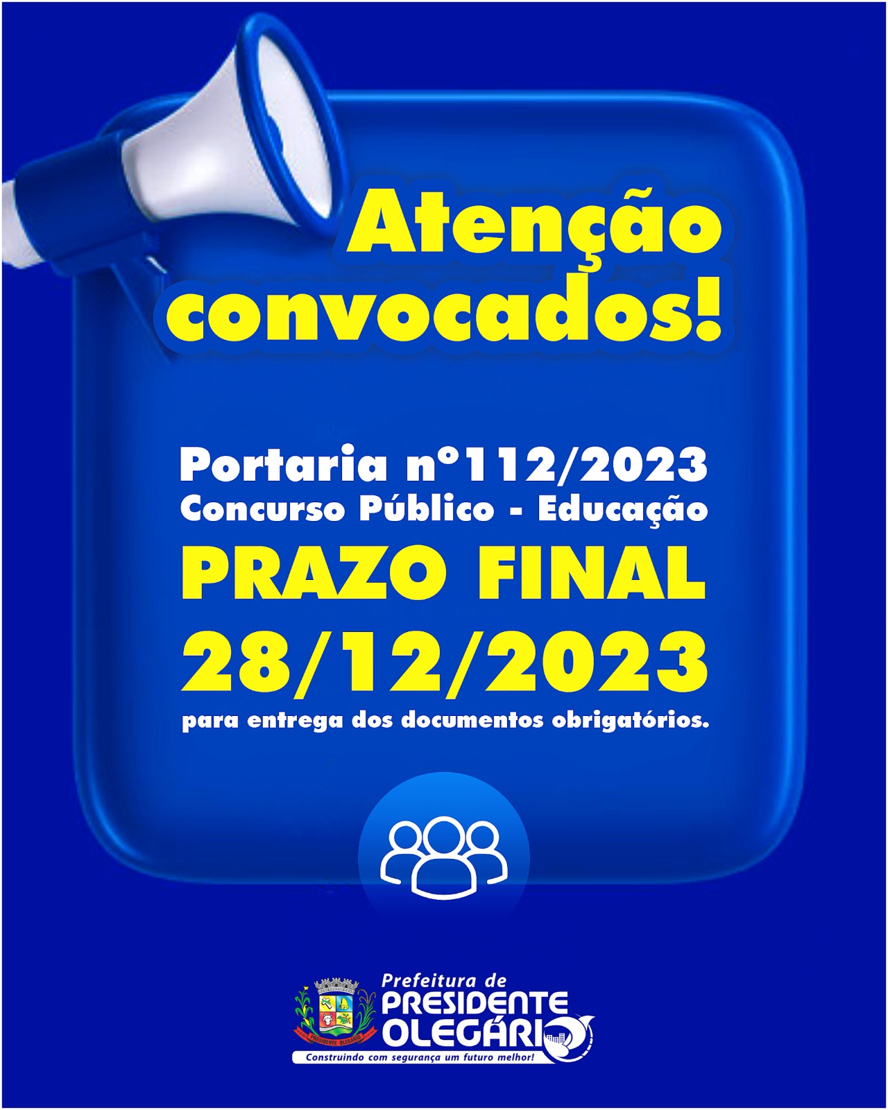 PREFEITURA CONVOCOU 62 APROVADOS EM CONCURSO PÚBLICO PARA EDUCAÇÃO PARA APRESENTAÇÃO DE DOCUMENTOS