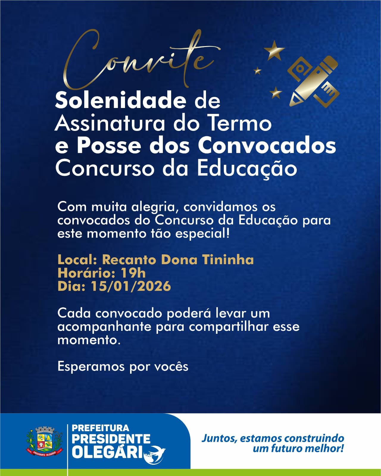 Solenidade de Assinatura do Termo e Posse dos Convocados Concurso da Educação